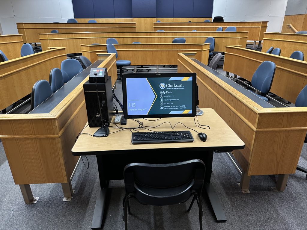 view of new lecture station in snell 212