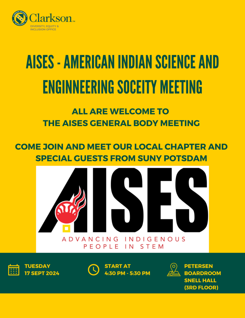 AISES - American Indian Science and Engineering Society Meeting Poster for Tuesday, Sept 17, 2024