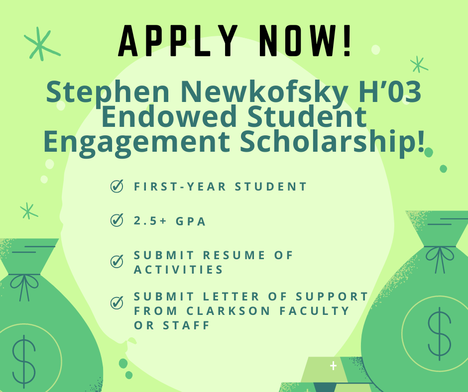 Time is Running Out to Apply for the Stephen Newkofsky H’03 Endowed Student Engagement Scholarship!