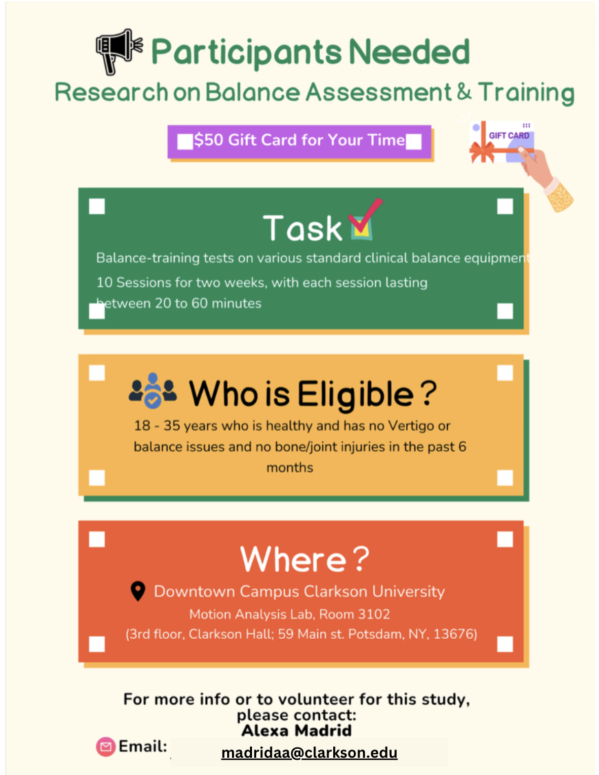 Participants Needed – Research on Balance Assessment and Training