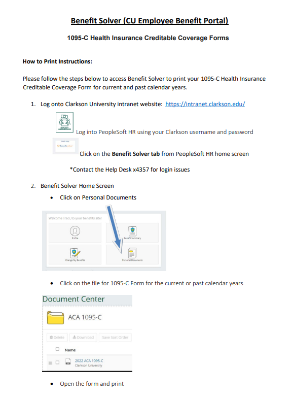 screenshot, benefit solver employee portal instructions.