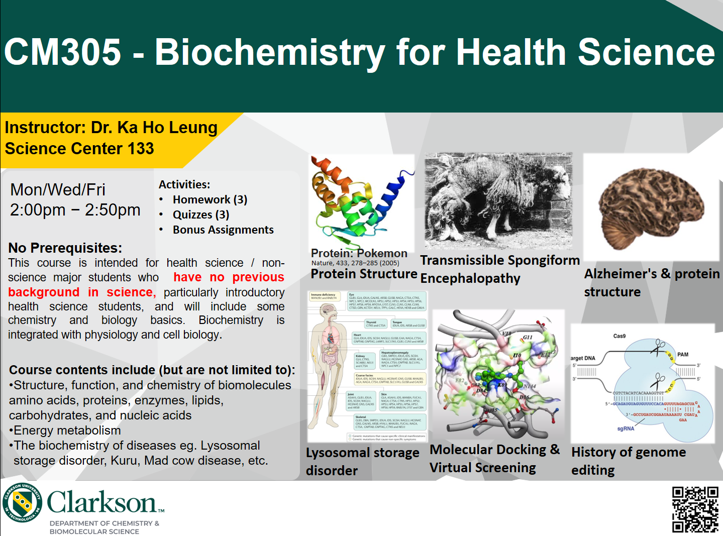 CM305: BIOCHEMISTRY for HEALTH SCIENCES offered Spring 2024