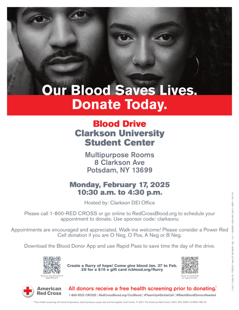 Event Poster, Clarkson University blood drive