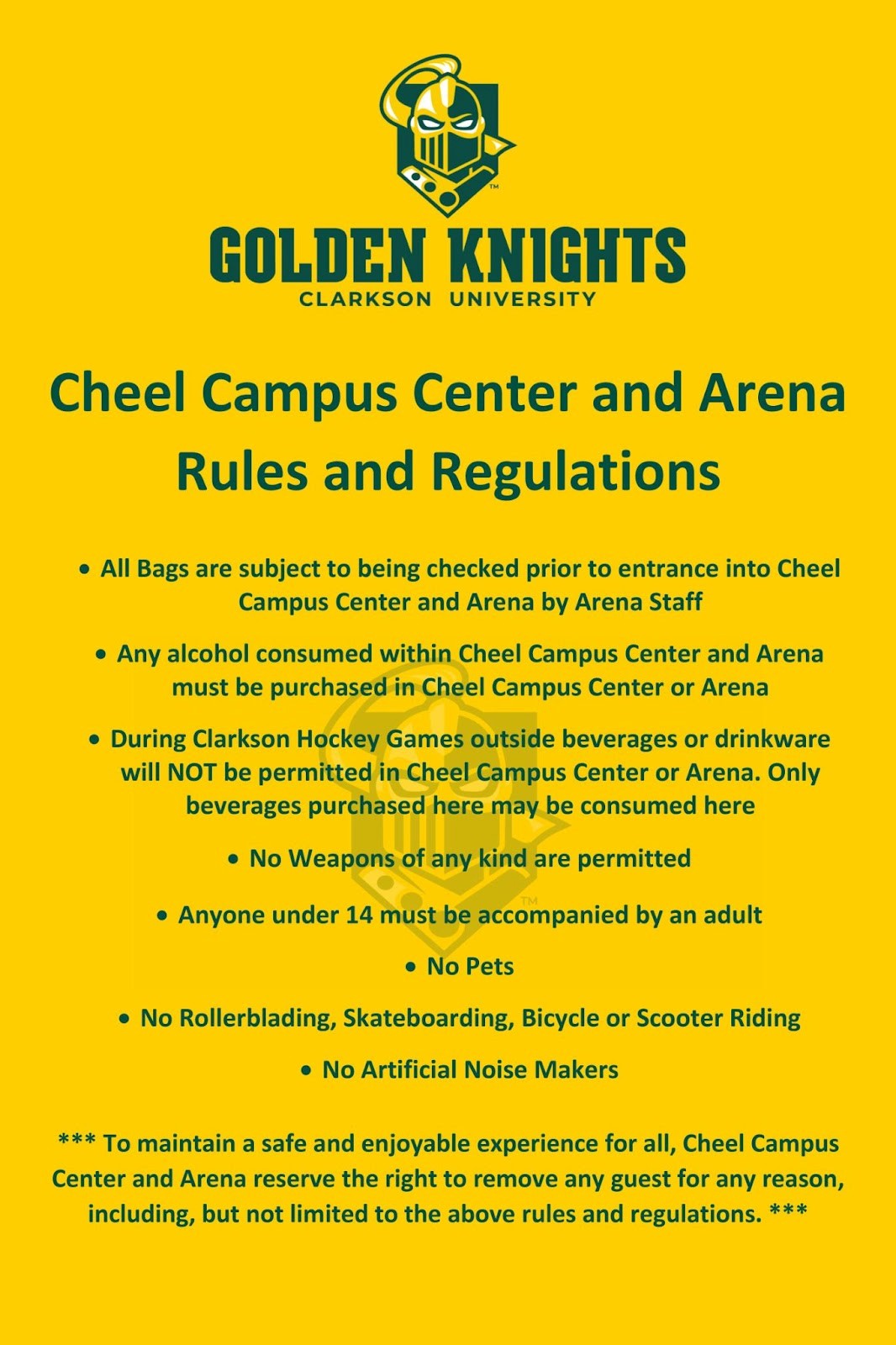 Updated Cheel Campus Center Rules and Regulations