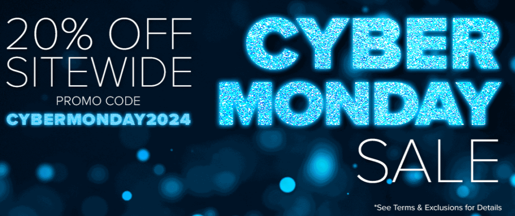 Event poster for Cyber Monday sale with promo code cybermonday2024