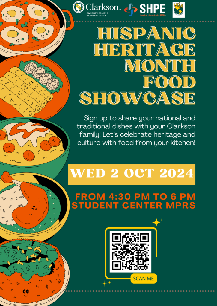 Event poster with event details and various dishes on the left column.