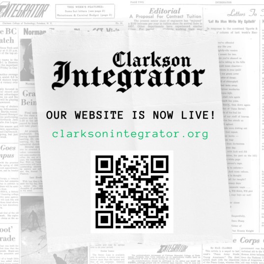 Announcement from clarkson integrator student news organization regarding the website now being live at clarksonintegrator.org.
