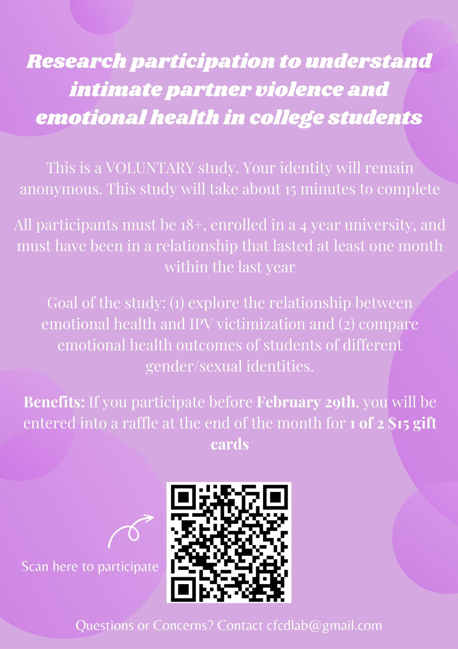 Research participation to understand intimate partner violence and emotional health in college students