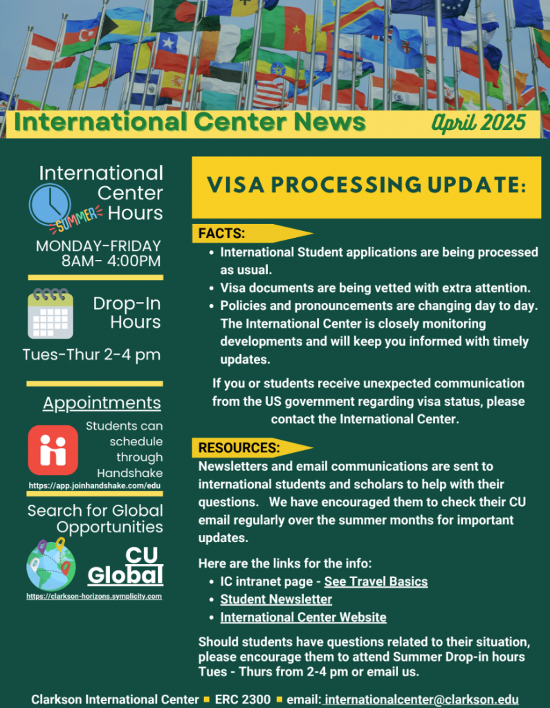 International Center News poster. All info can be found in links below.