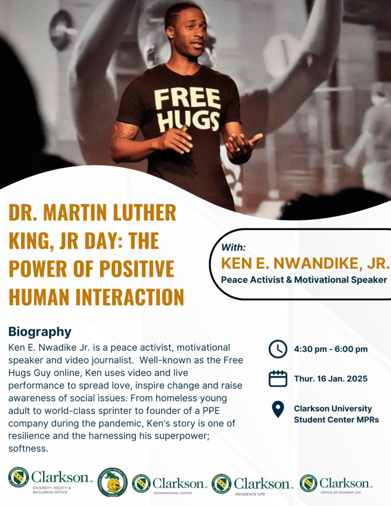 Event Poster, MLK Day motivational speaker event.