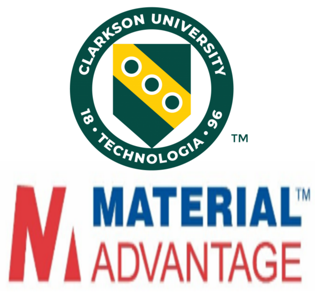 Clarkson University logo over Material Advantage Logo