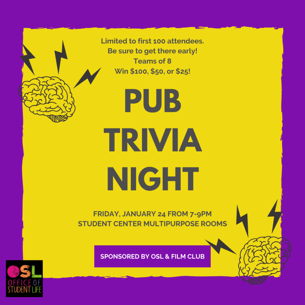 Pub Trivia Flyer: All information is listed in email text.