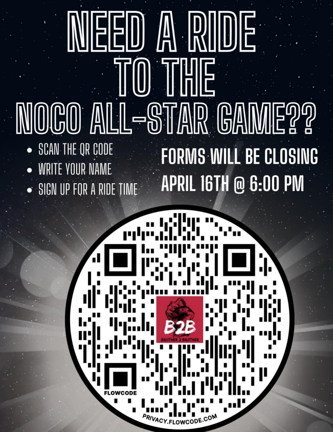 Info poster - Need a ride to the NoCo All Star Game?