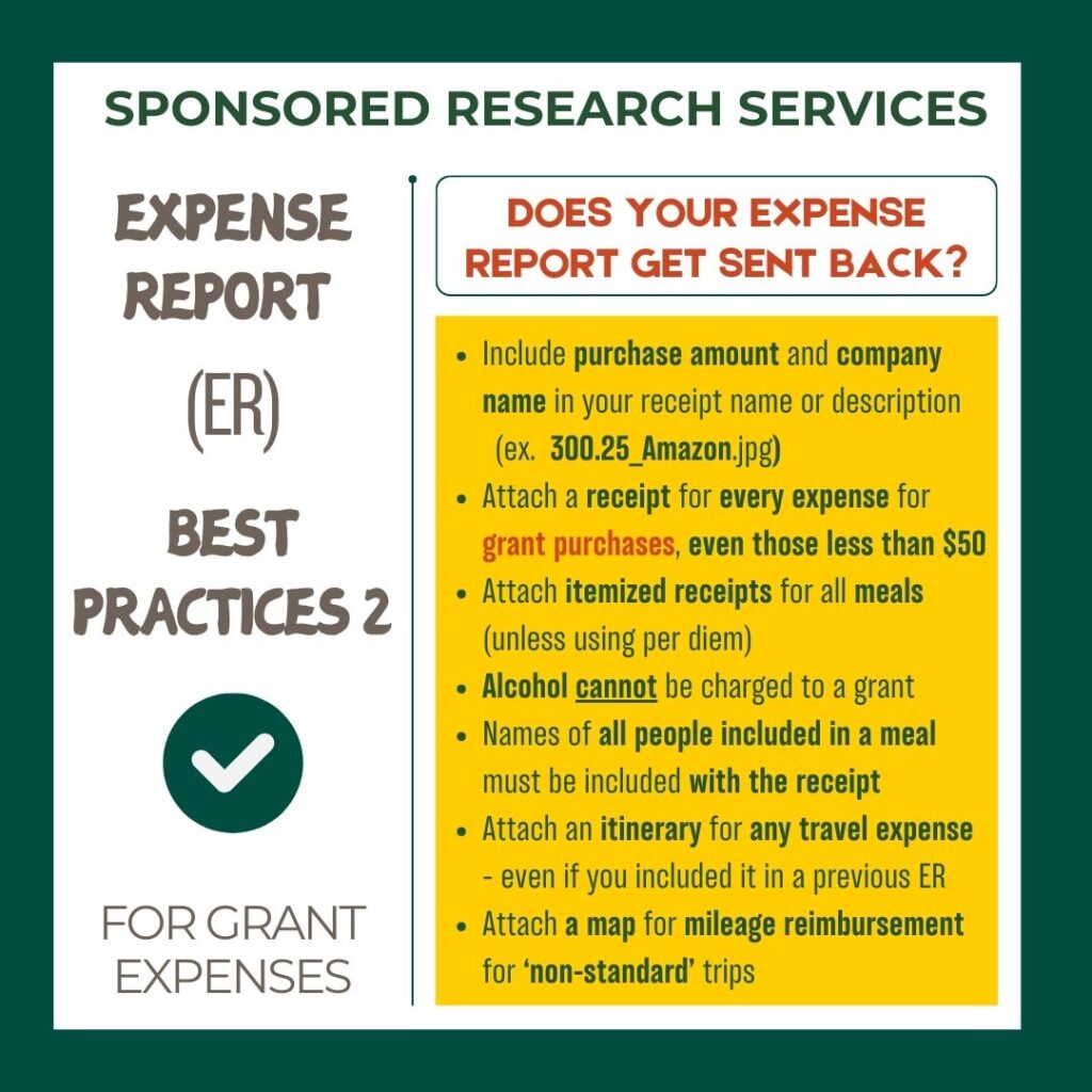 Poster, A Message from Sponsored Research Services with Best Practices for Receipt Submission