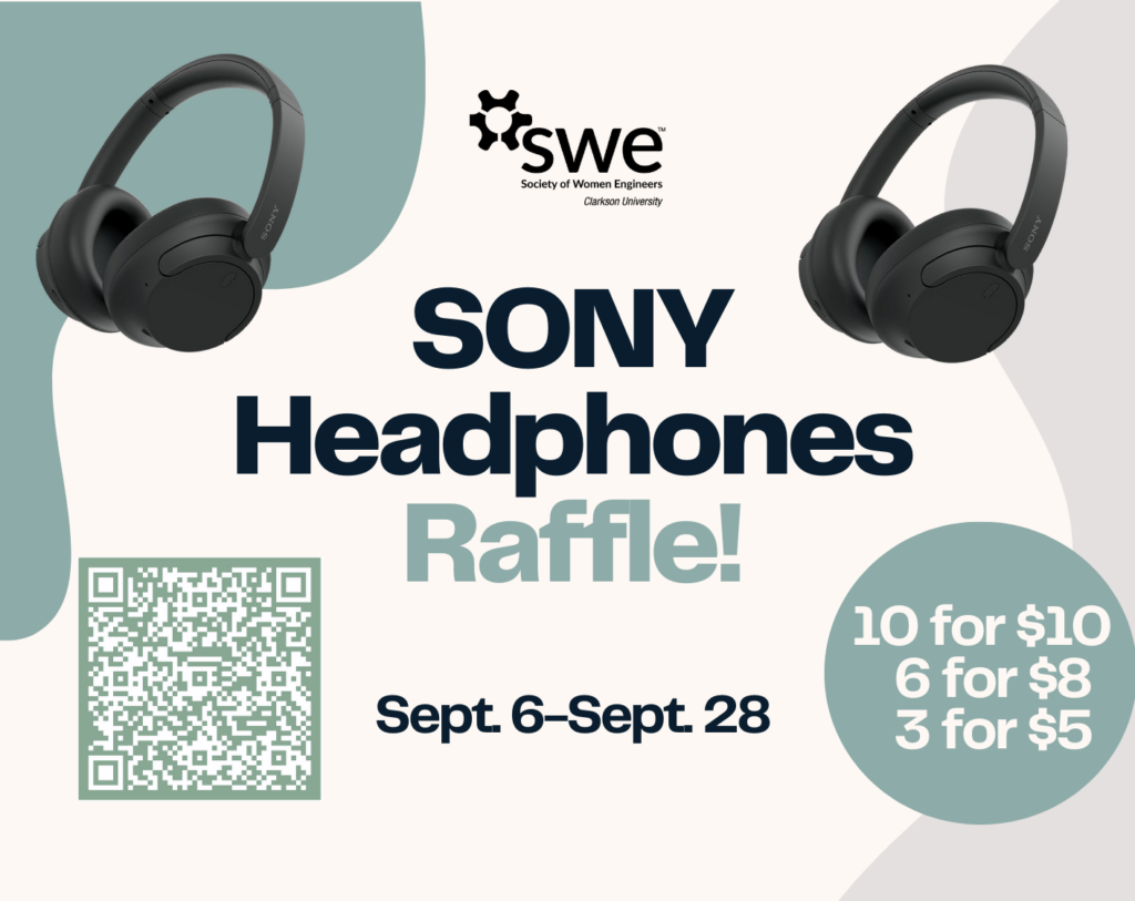 A promotional poster for the headphones raffle, with a picture of the Sony WH-CH720N Noise Canceling Wireless Headphones and a QR code link to the Google order form.