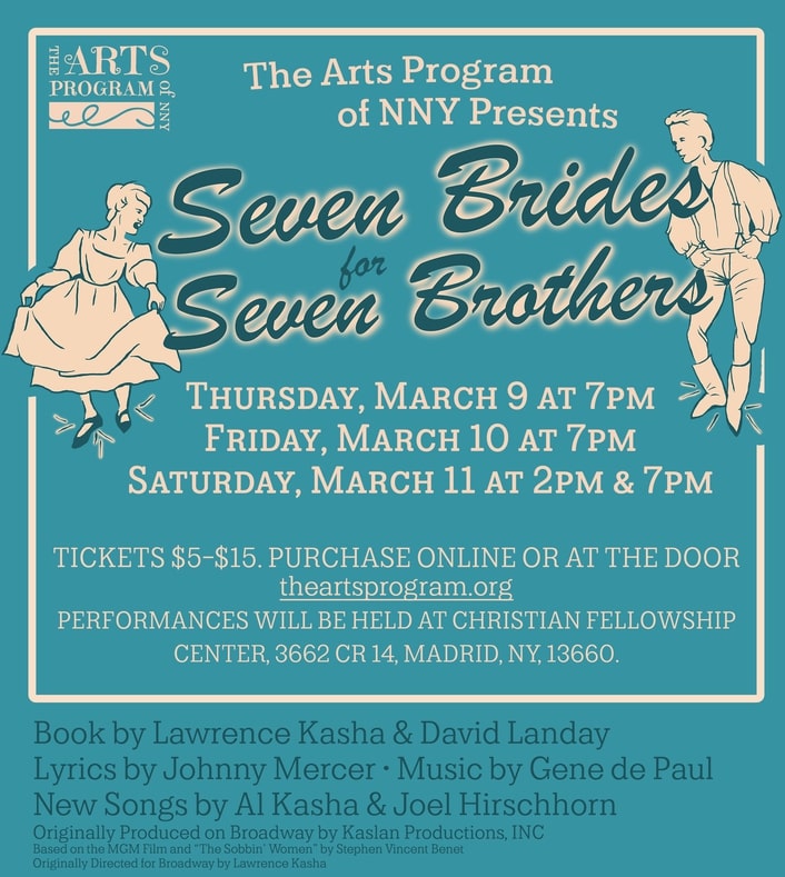 Poster describing the details for an upcoming play put on by the Arts Program of NNY. The link in the announcement will provide all details.