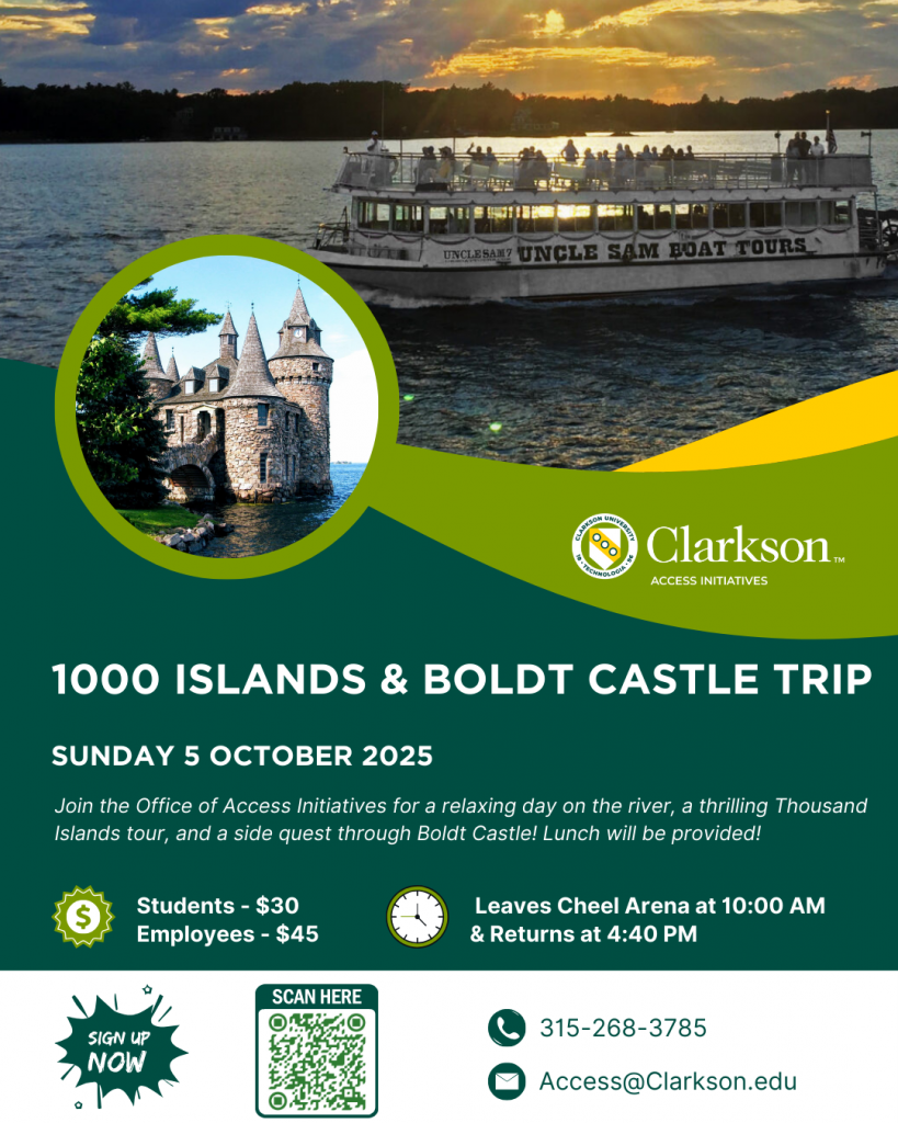 Event poster, Thousand Island and Boldt Castle trip