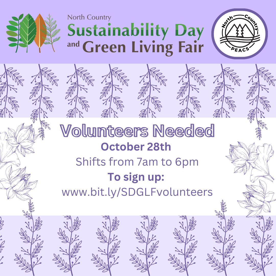 Volunteers Needed for Sustainability Day and Green Living Fair on October 28th at Clarkson University