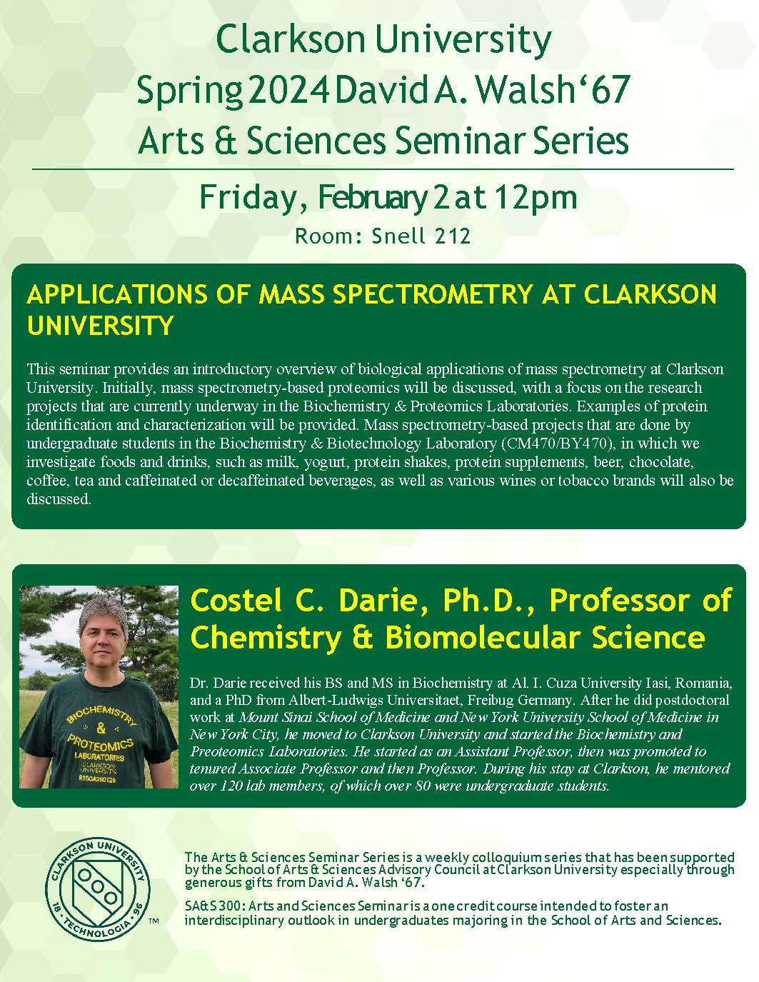 Spring 2024 David A. Walsh ‘67 Arts & Sciences Seminar Series Friday, February 2, at 12 p.m. in Snell 212