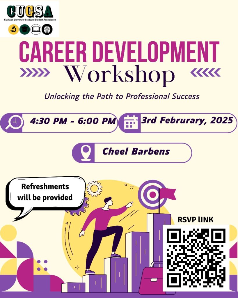 Career development - workshop - Unlocking path to professional success - 4:30pm - 6:30pm - 3rd Feb - Cheel Barben Room - Refreshment is provided