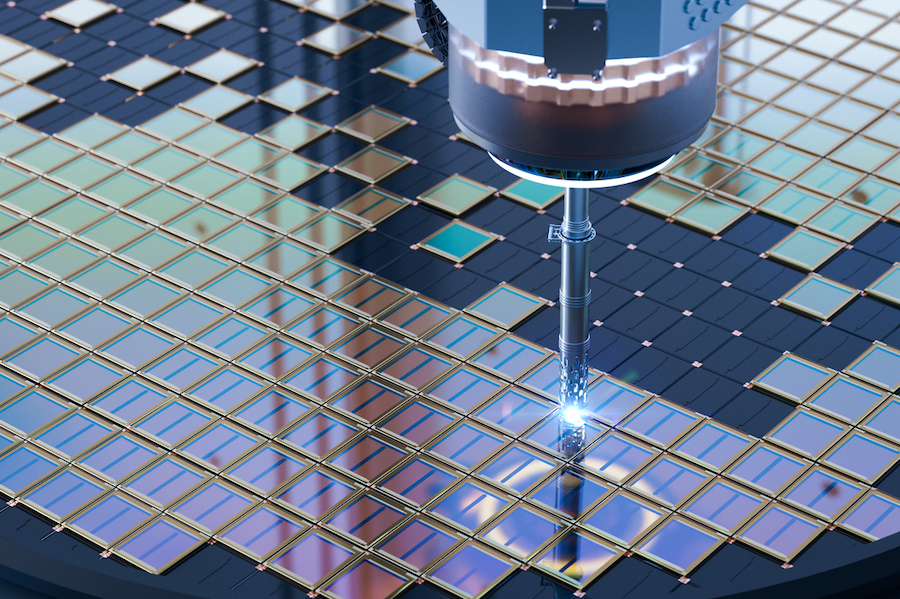 Stock image of a microchip being created.