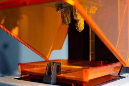 a design being printed using a Resin Printer