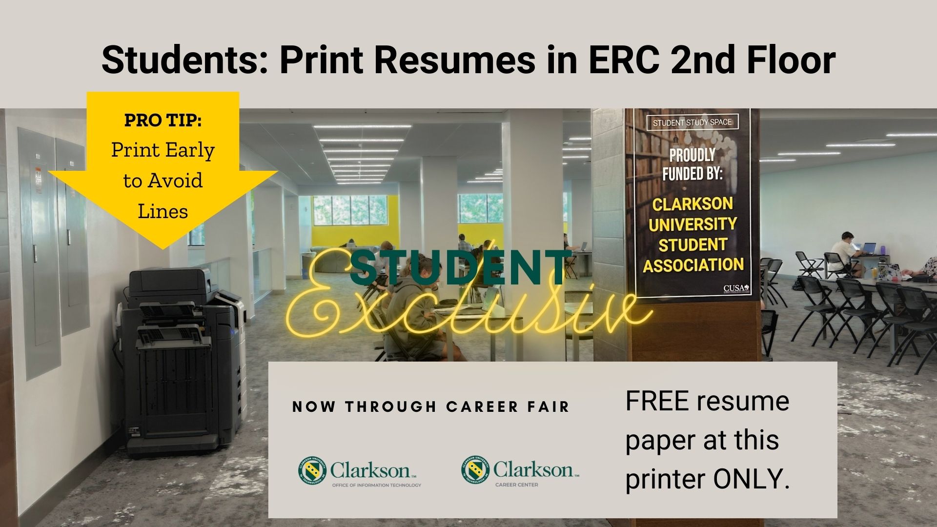 Students Welcome to Print Resumes in ERC