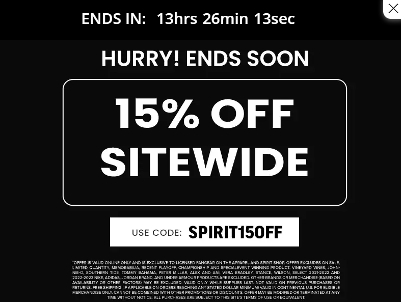 Hurry! Ends soon
15% off sitewide
Use code: SPIRIT15OFF