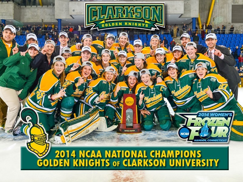 2014 NCAA National Champions Golden Knights of Clarkson University (a photo of the team)