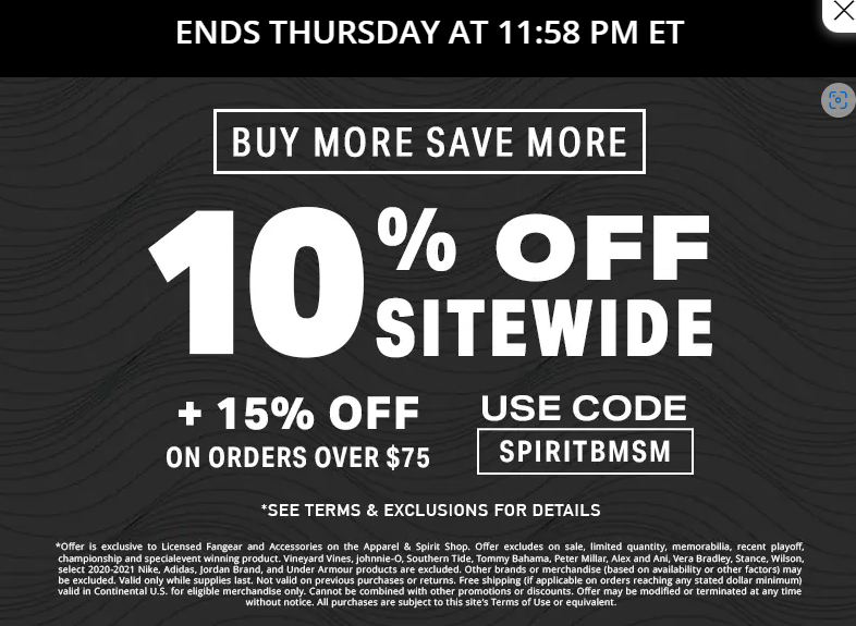 10% off sitewide + 15% off on orders over $75. Use code SPIRITBMSM. Ends Thursday at 11:58 PM ET.
